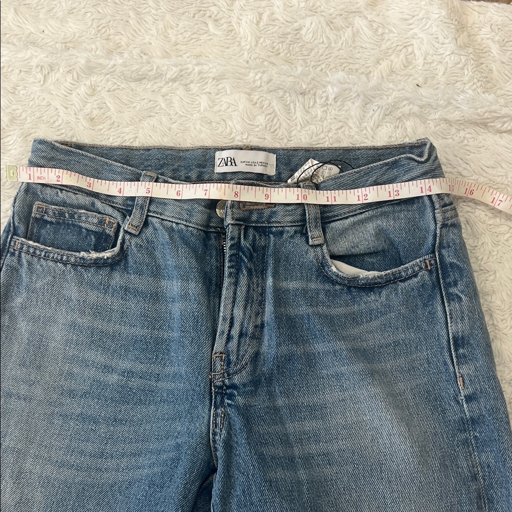 Zara Blue Patchwork Flare Jeans - image 3